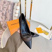 Louis Vuitton Signature pump Black Calf leather and patent Monogram canvas heel 7.5 cm - 4