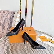 Louis Vuitton Signature pump Black Calf leather and patent Monogram canvas heel 7.5 cm - 3