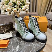 Louis Vuitton Star Trail Ankle Boot Patent White & Green Monogram canvas Heel 8 cm - 6
