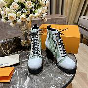 Louis Vuitton Star Trail Ankle Boot Patent White & Green Monogram canvas Heel 8 cm - 3