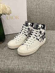 Dior Walk'N'Dior Star Leather & Canvas High-Top Sneaker Blue - 1