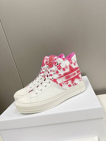 Dior Walk'N'Dior Star Leather & Canvas High-Top Sneaker Pink