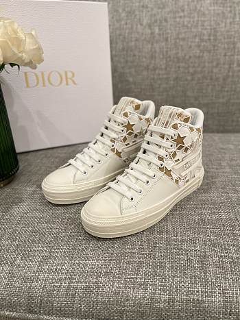 Dior Walk'N'Dior Star Leather & Canvas High-Top Sneaker Yellow