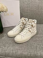 Dior Walk'N'Dior Star Leather & Canvas High-Top Sneaker Yellow - 6