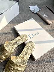 Dior DWAY SLIDE Yellow Multicolor Cotton with Dior Jardin Magique Embroidery - 3