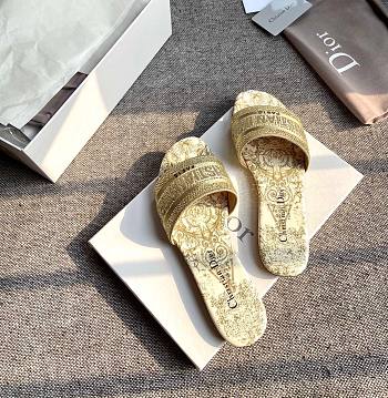 Dior DWAY SLIDE Yellow Multicolor Cotton with Dior Jardin Magique Embroidery