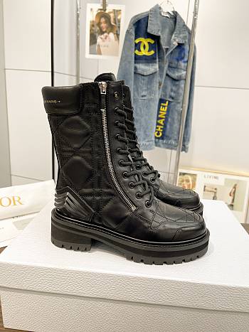 Dior-LEADER ANKLE BOOT Black Quilted Cannage Calfskin