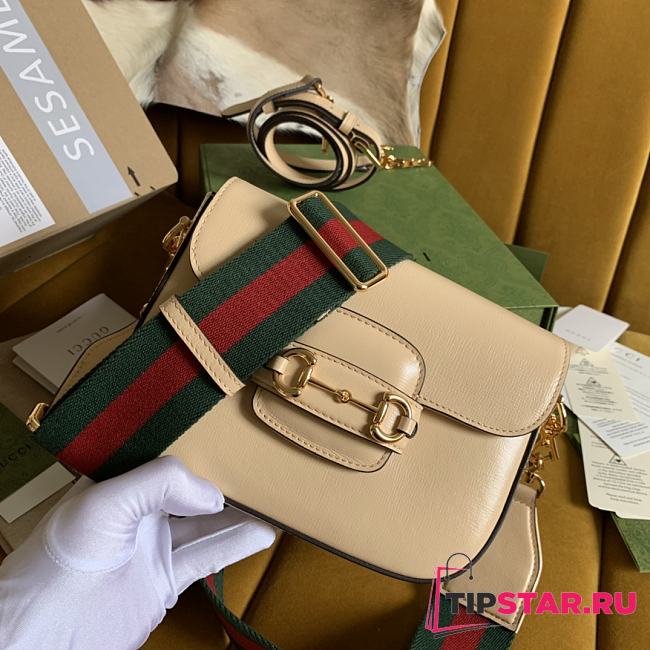 Gucci Horsebit 1955 mini Beige Bag Size 20.5x14.5x5 cm - 1