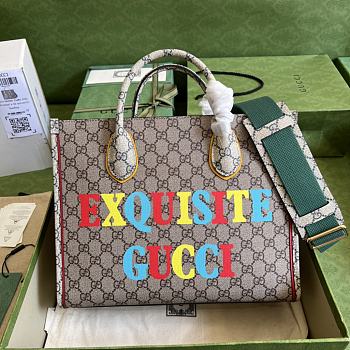 Gucci Exquisite Small Tote Bag 'Beige/Ebony Supreme' Size 31x26.5x14 cm