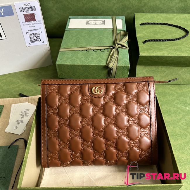 Gucci Matelassé pouch Light brown GG Matelassé leather Size 10x7.5x2 cm - 1