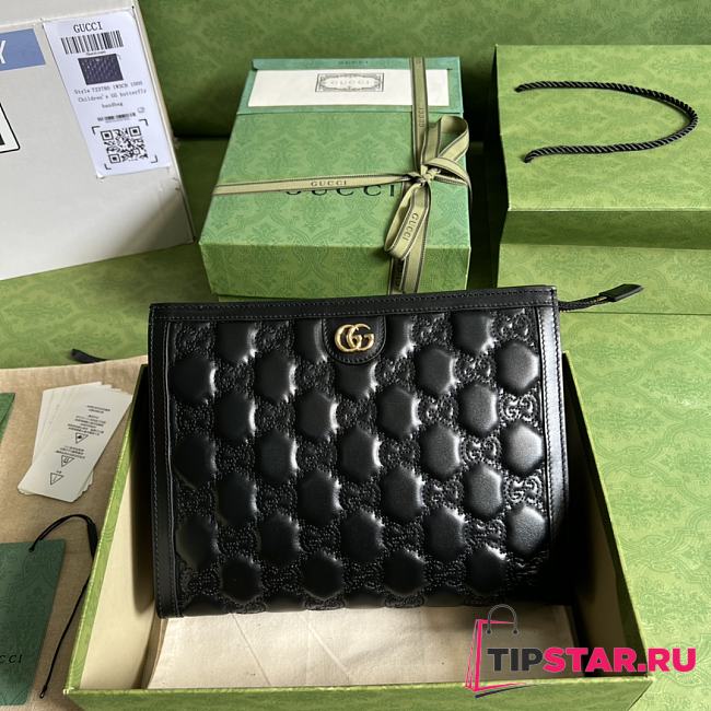 Gucci Matelassé pouch Black GG Matelassé leather Size 10x7.5x2 cm - 1
