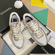 Chanel Sneaker Fabric & Laminated White & Gold - 1