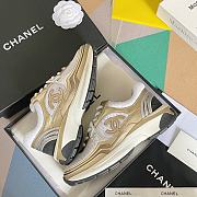 Chanel Sneaker Fabric & Laminated White & Gold - 6