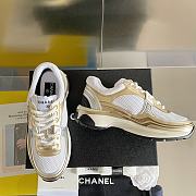 Chanel Sneaker Fabric & Laminated White & Gold - 3