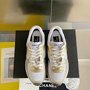 Chanel Sneaker Fabric & Laminated White & Gold - 5