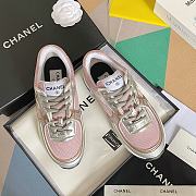 Chanel Sneaker Fabric & Laminated White & Pink - 1