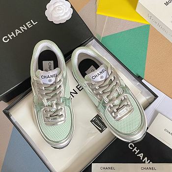 Chanel Sneaker Fabric & Laminated White & Green