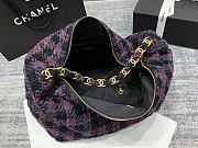 Chanel Wool Tweed Hobo Bag Black Purple Size 50x33x24 cm - 6