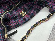 Chanel Wool Tweed Hobo Bag Black Purple Size 50x33x24 cm - 5