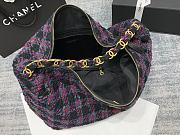 Chanel Wool Tweed Hobo Bag Black Purple Size 50x33x24 cm - 2
