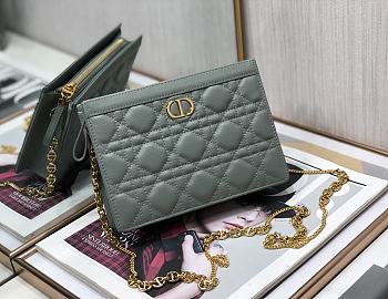 Dior Caro Chain Clutch Bag Gray Size 19x14x3 cm