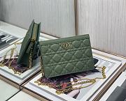 Dior Caro Chain Clutch Bag Green Size 19x14x3 cm - 1