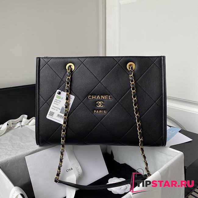 Chanel Calfskin Small Shopping Bag Black AS2752 Size 24×34×13 cm - 1