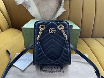 Gucci Marmont Matelassé Mini Bag Dark Blue size 16x19x7 cm
