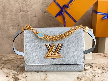 Louis Vuitton Twist Medium Handbag M21606 Light Sky Blue Size 23×17×9.5 cm