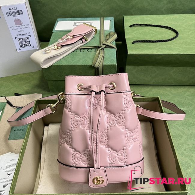 Gucci GG Matelassé Leather Mini Bucket Bag Pink Size 17x20x10 cm - 1