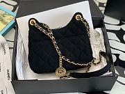 Chanel Hobo Bag Shiny Waxy Leather Black Size 17x19x6 cm - 6