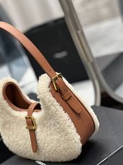 YSL Hobo Bag Lamb Wool With Leather Size 24.5×18×7 cm - 3