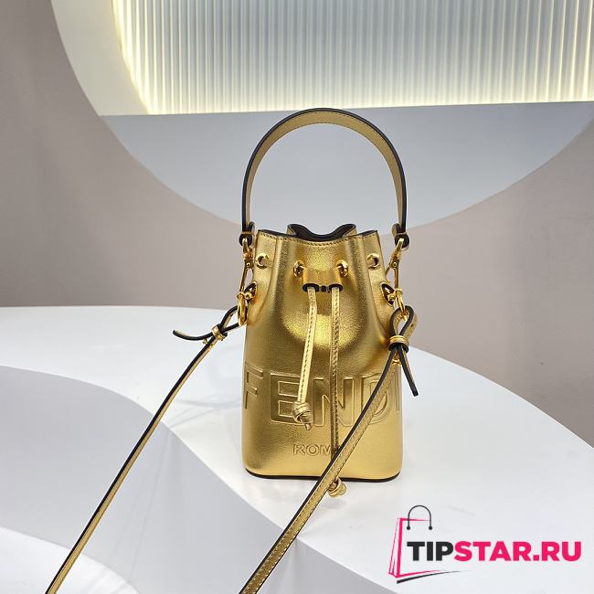 Fendi Mon Tresor Small Bucket Bag Gold Calfskin Size 12x10x18 cm - 1