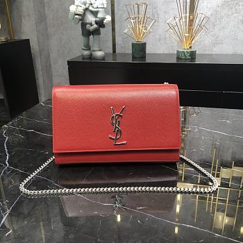 YSL Classic Medium Kate Satchel Bag Red Size 24x14.5x5.5 cm