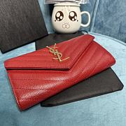 YSL Envelope Snap Long Wallet Red Size 19x11 cm - 4