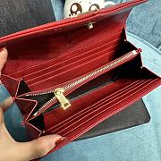 YSL Envelope Snap Long Wallet Red Size 19x11 cm - 3