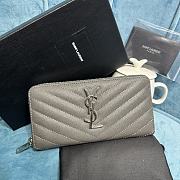 YSL Zipper Long Wallet Gray Size 19x10 cm - 1