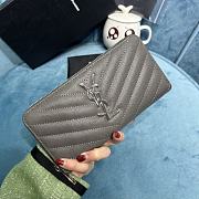 YSL Zipper Long Wallet Gray Size 19x10 cm - 5