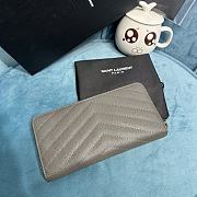 YSL Zipper Long Wallet Gray Size 19x10 cm - 4