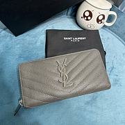 YSL Zipper Long Wallet Gray Size 19x10 cm - 2