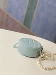 Chanel Round Clutch With Pearl Chain Light Blue Size 12x12x4.5 cm - 4