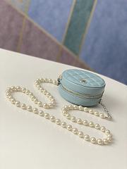 Chanel Round Clutch With Pearl Chain Light Blue Size 12x12x4.5 cm - 3