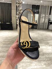 Gucci Leather Espadrille Wedge Sandals Black - 4