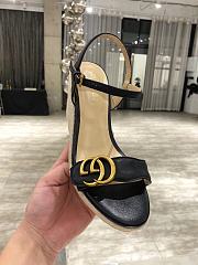 Gucci Leather Espadrille Wedge Sandals Black - 3