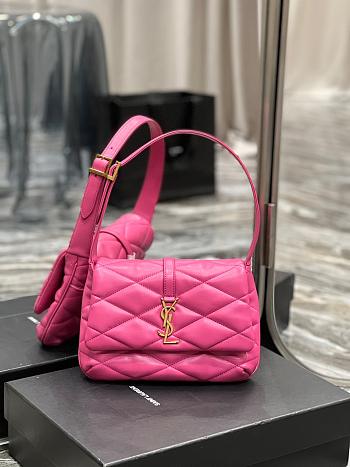 YSL Quilted Sheepskin Shoulder Bag Pink Size 24x18x5.5 cm