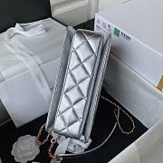 Chanel Classic Bag Silver Lambskin Size 22x16x9 cm - 5