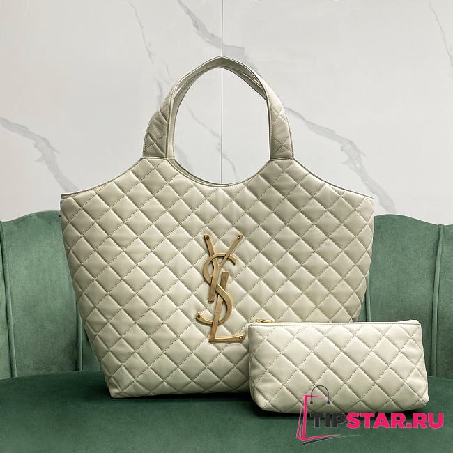YSL Icare Maxi Shopping Bag White Size 35x7.5x42 cm - 1