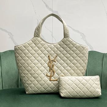 YSL Icare Maxi Shopping Bag White Size 35x7.5x42 cm