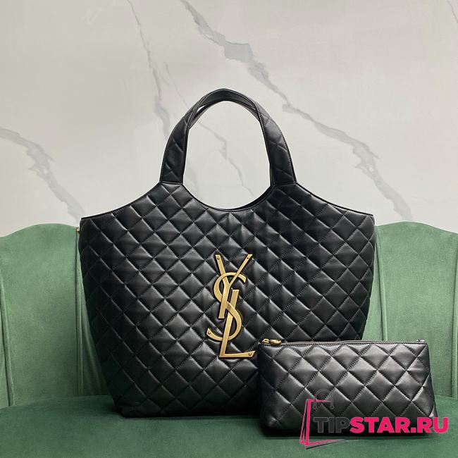 YSL Icare Maxi Shopping Bag Black Size 35x7.5x42 cm - 1