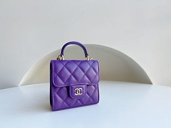 Chanel Mini Vanity With Top Handle Purple Size 11x11x4 cm